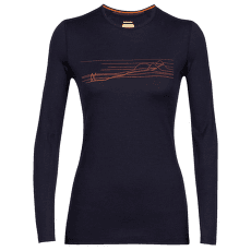 Tričko dlhý rukáv Icebreaker 200 Oasis LS Crewe Ski Stripes Women Midnight Navy