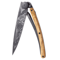 Nůž Deejo Tattoo Black 37g, Olive Wood, Capricorn