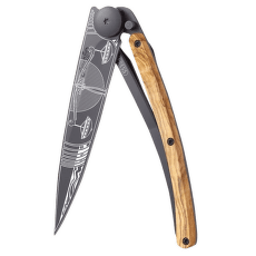 Nůž Deejo Tattoo Black 37g, Olive Wood, Libra