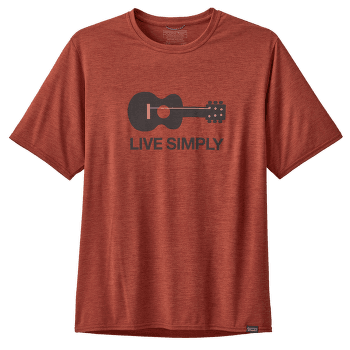 Triko krátký rukáv Patagonia Cap Cool Daily Graphic Shirt Men Live Simply Guitar: Roots Red X-Dye