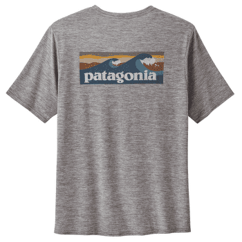 Triko krátký rukáv Patagonia Cap Cool Daily Graphic Shirt - Waters Boardshort Logo Abalone Blue: Feather Grey