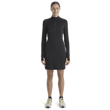 Šaty Icebreaker Merino 260 Granary LS Half Zip Tee Dress Women Black