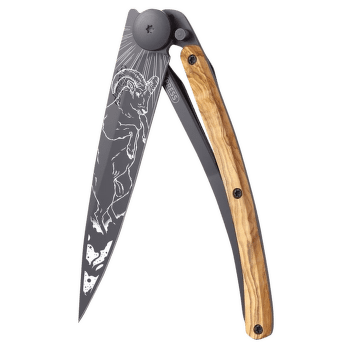 Nůž Deejo Tattoo Black 37g, Olive Wood, Aries