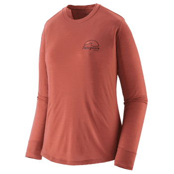 Triko dlouhý rukáv Patagonia Long-Sleeved Cap Cool Merino Blend Graphic Shirt Women Imagine Moon: Potters Red