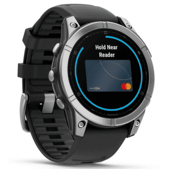 Hodinky Garmin fenix® E – 47 mm, AMOLED, Stainless Steel, Black Silicone Band