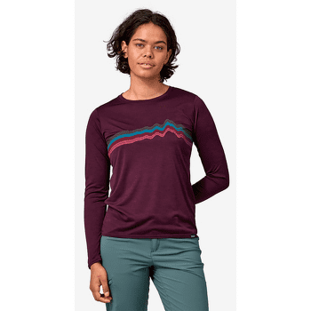 Triko dlouhý rukáv Patagonia L/S Cap Cool Daily Graphic Shirt Women Ridge Rise Stripe: Night Plum X-Dye