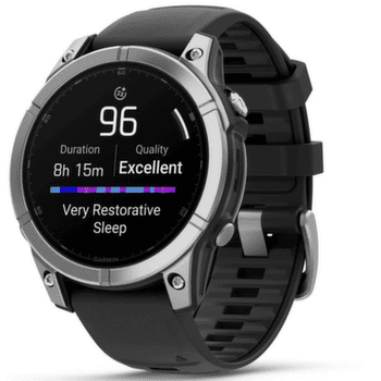 Hodinky Garmin fenix® E – 47 mm, AMOLED, Stainless Steel, Black Silicone Band