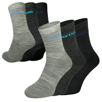 Ponožky Northman Liner Merino 3-pack Mix, modrý nápis