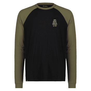 Triko dlouhý rukáv Mons Royale Icon Raglan Dark Olive / Black