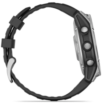 Hodinky Garmin fenix® E – 47 mm, AMOLED, Stainless Steel, Black Silicone Band