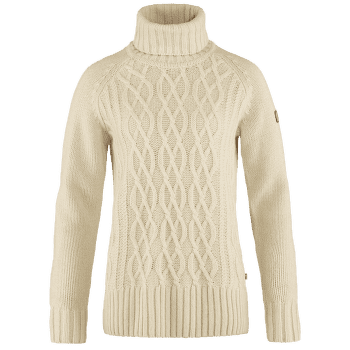 Sveter Fjällräven Övik Cable Knit Roller Neck Women Chalk White