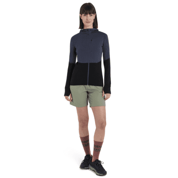 Mikina Icebreaker Merino Blend 200 RealFleece™ Descender LS Zip Hoodie Women GRAPHITE/BLACK/CB