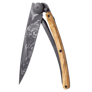 Nůž Deejo Tattoo Black 37g, Olive Wood, Capricorn