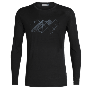 Tričko dlhý rukáv Icebreaker Tech Lite LS Crewe Geo Mountain Men Black