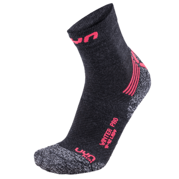 Ponožky UYN WINTER PRO RUN Women Anthracite/Coral Fluo