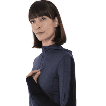 Mikina Icebreaker Merino Blend 200 RealFleece™ Descender LS Zip Hoodie Women GRAPHITE/BLACK/CB