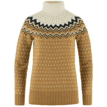 Sveter Fjällräven Övik Knit Roller Neck Women Buckwheat Brown-Chalk White