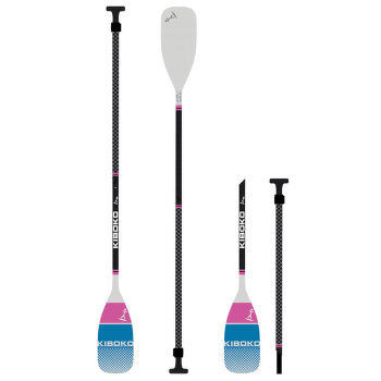 Pádlo Kiboko Karbonové se sklolaminátovým listem trojdílné (KS3) Růžovo - modrá