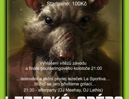 Finálové kolo bouldrového závodu Tříscup 2017. Testování lezeček La Sportiva