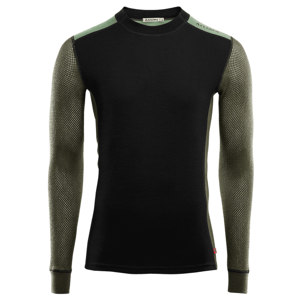 Triko dlouhý rukáv Aclima WoolNet Hiking Crew Neck shirt Men Jet Black / Olive Night / Dill