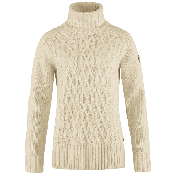 Sveter Fjällräven Övik Cable Knit Roller Neck Women Chalk White