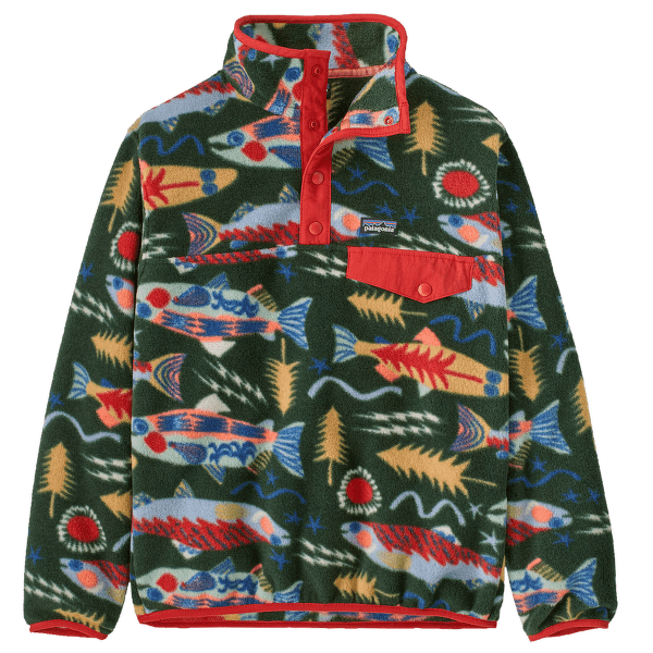 Mikina Patagonia Lightweight Synch Snap-T Pullover Kids Salmon Energy: Old Growth Green