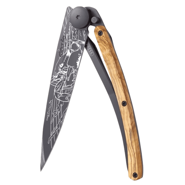 Nůž Deejo Tattoo Black 37g, Olive Wood, Cancer