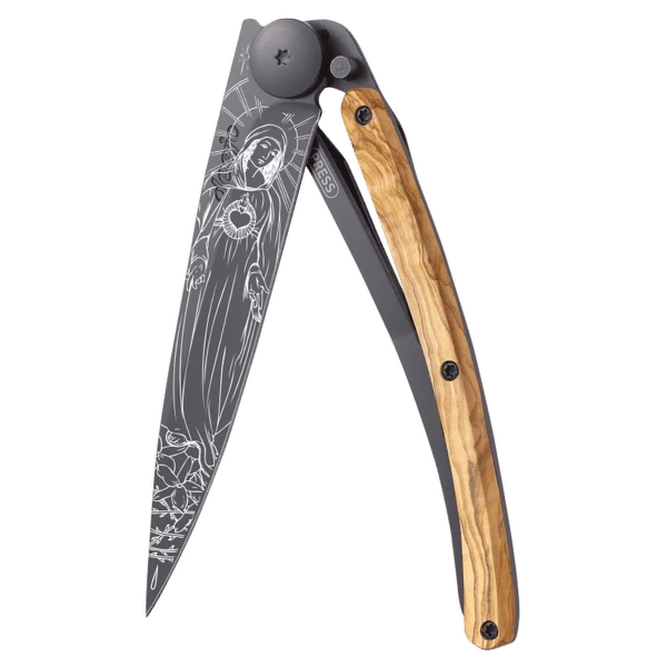 Nůž Deejo Tattoo Black 37g, Olive Wood, Virgo