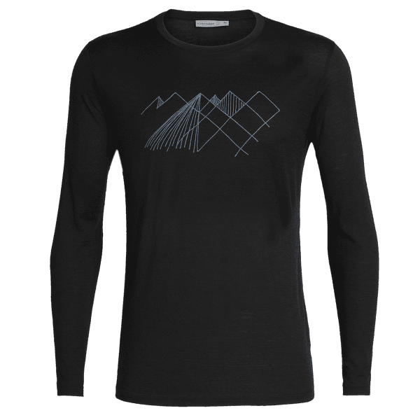 Tričko dlhý rukáv Icebreaker Tech Lite LS Crewe Geo Mountain Men Black