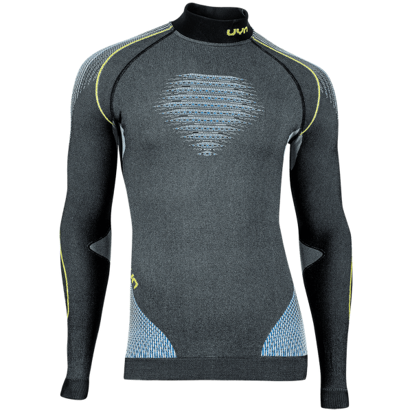 Triko dlouhý rukáv UYN Evolutyon UW Shirt Turtle Neck Men Anthracite melange/Blue/Yellow Shiny