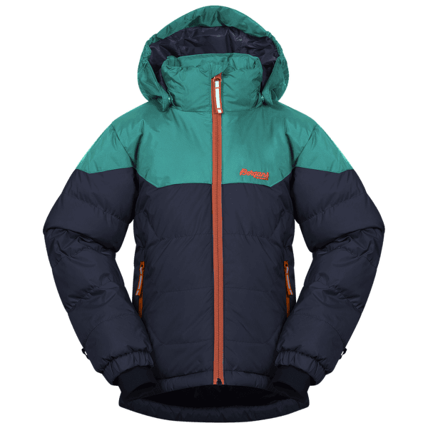 Bunda Bergans Ruffen Down Jacket Kids Navy/Greenlake/Bright Magma