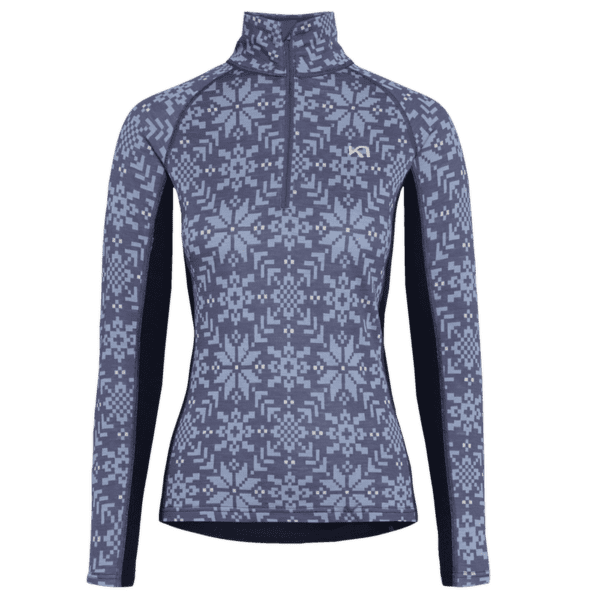 Triko dlouhý rukáv Kari Traa EDITH HALF ZIP DUSTY MIDTONE BLUE