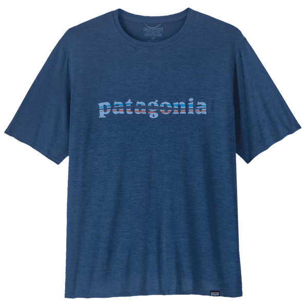 Triko krátký rukáv Patagonia Cap Cool Daily Graphic Shirt Men 73 Text Logo: Clement Blue X-Dye