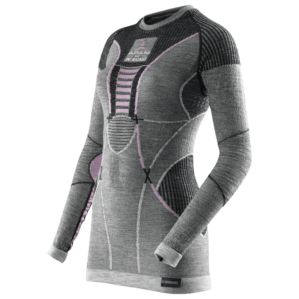 Tričko dlhý rukáv X-Bionic Apani Merino Shirt Women Black/Grey/Pink